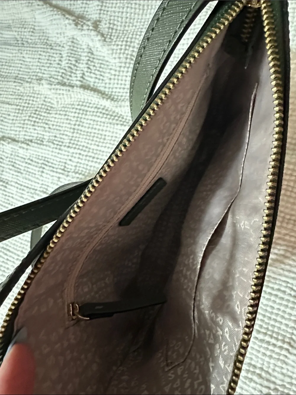 kate spade Olive Green Saffiano Leather Crossbody with Gold Hardware